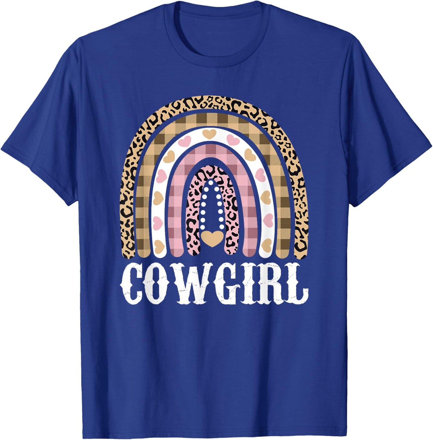 Cowgirl Outfit Women Cowboy Rainbow Leopard Western Cow Girl T-Shirt - T-Shirt | Royal