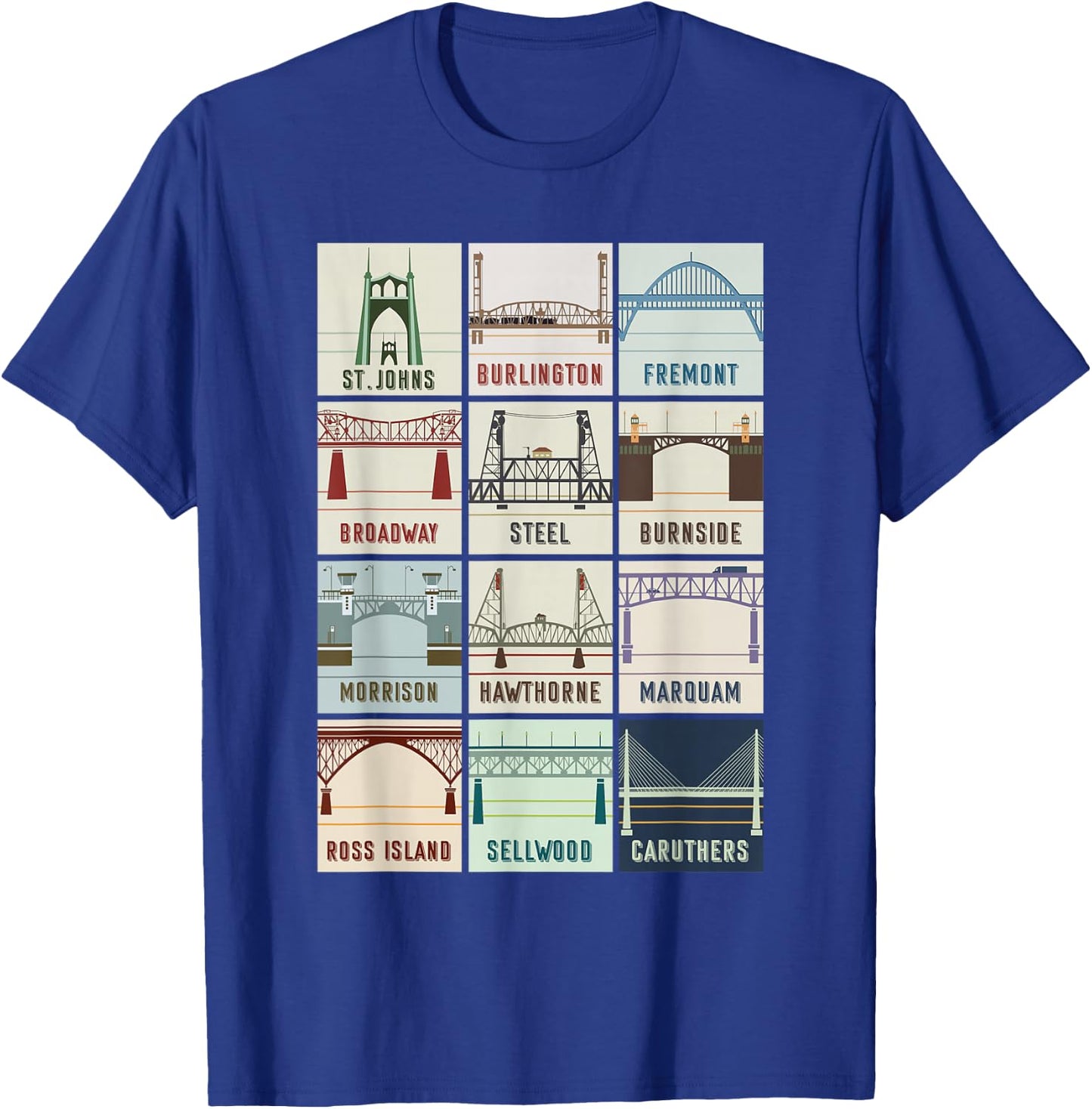 Vintage Bridges Of Portland Oregon , Black T-Shirt - T-Shirt | Royal