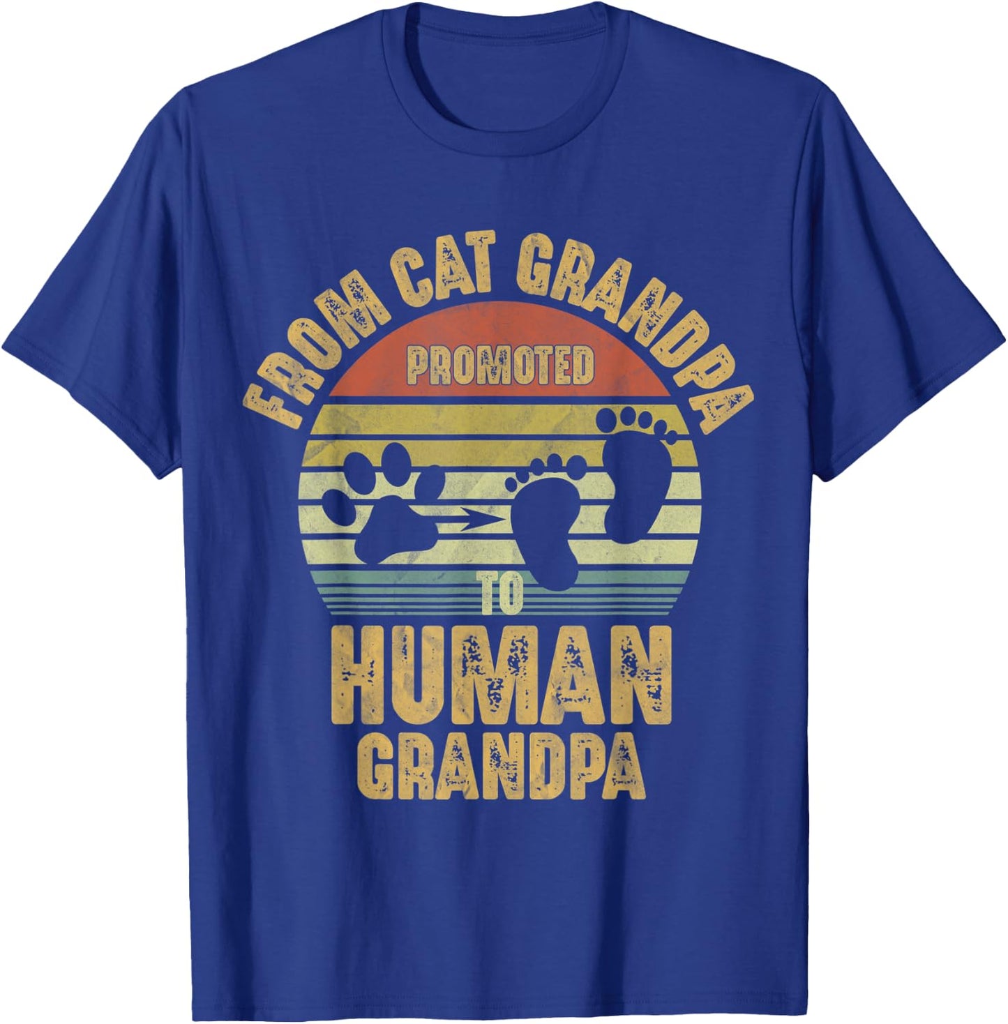 Promoted From Cat Grandpa To Human Grandpa T-Shirt - T-Shirt | Royal