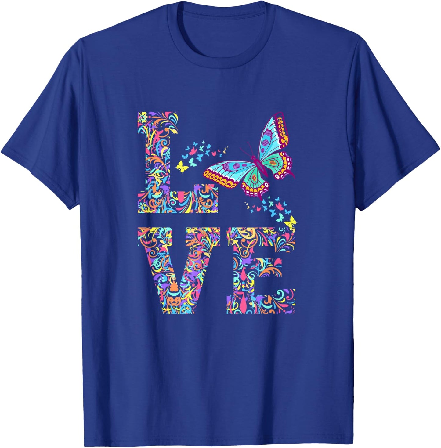 Love Butterflies Butterfly Colorful Spring Insect Flower T-Shirt - T-Shirt | Royal