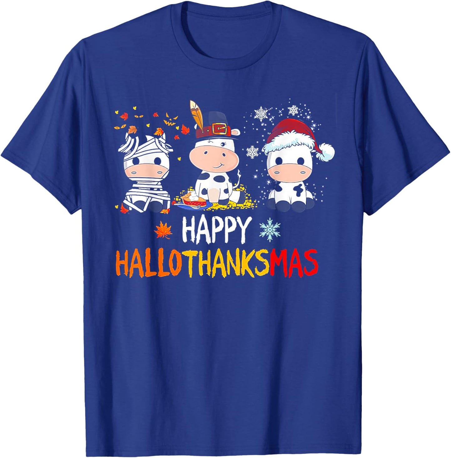 Cow Halloween - Happy HalloThanksMas T-Shirt - T-Shirt | Royal