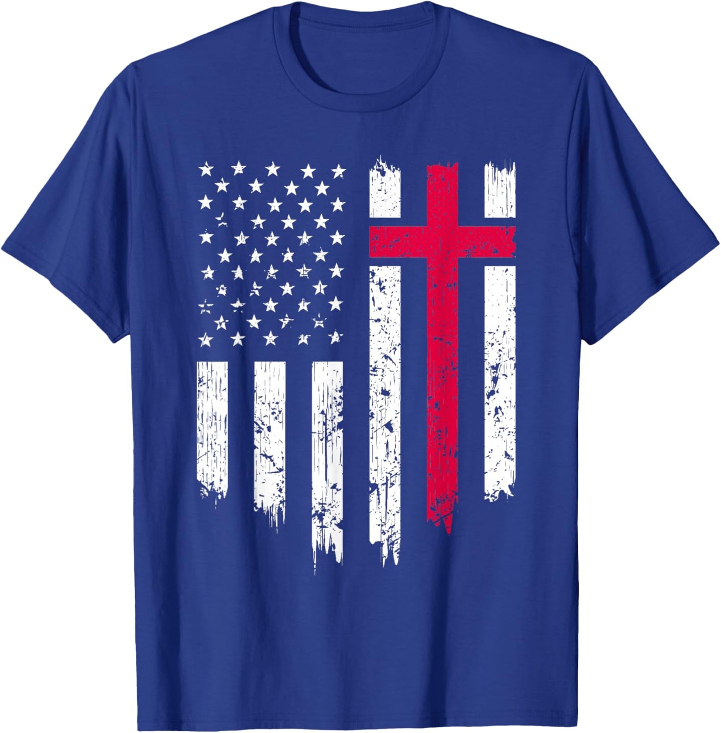 Vintage Distressed USA Flag Cross Christian Faith Gift Small T-Shirt - T-Shirt | Royal
