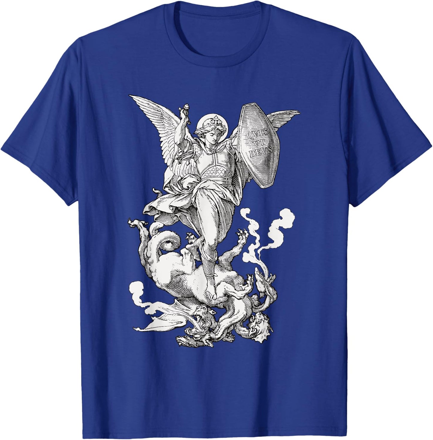 Archangel Saint Michael Fighting the Dragon Catholic T-Shirt - T-Shirt | Royal