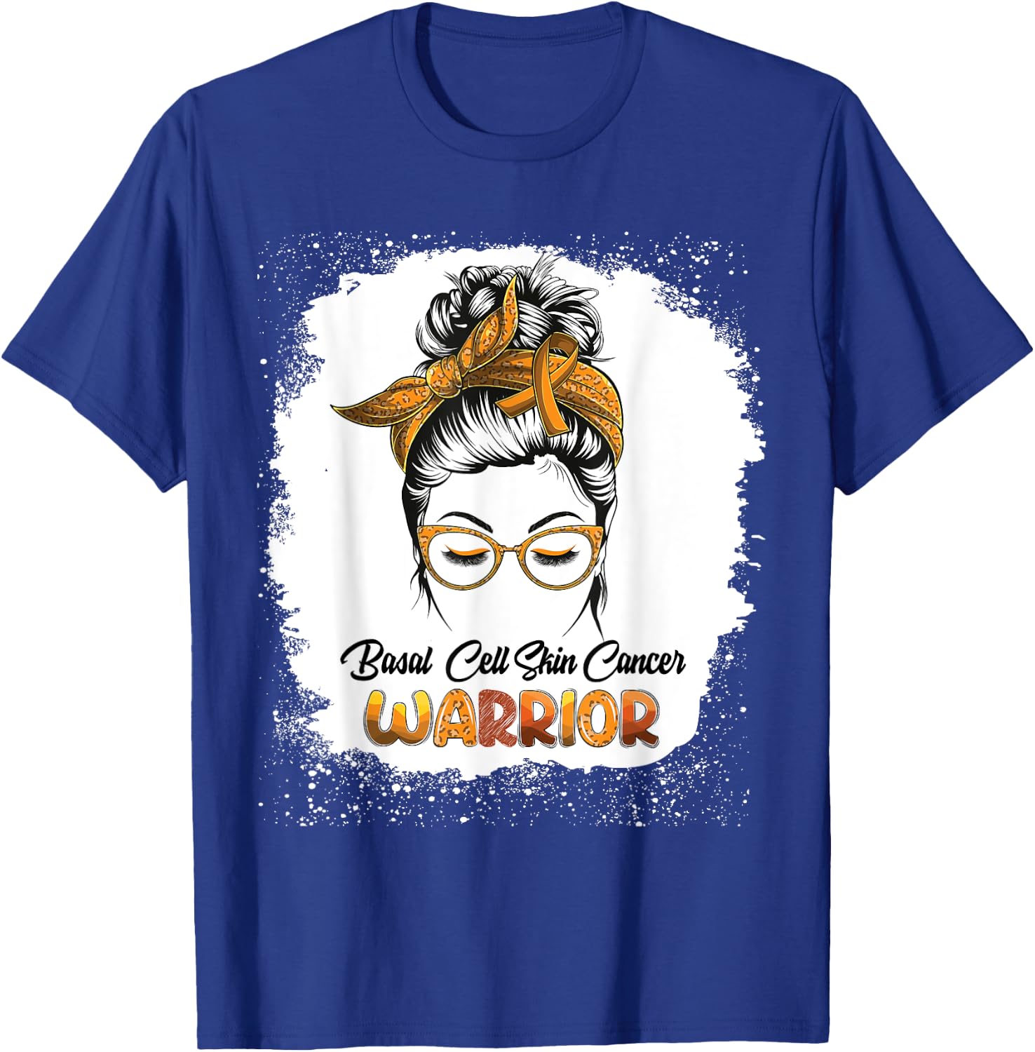 Basal Cell Skin Cancer Warrior Bleached Messy Bun Survivor T-Shirt - T-Shirt | Royal