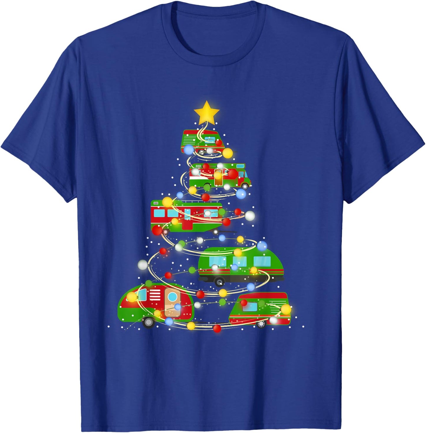 Christmas Tree Vehicles Camping Lover Funny Pajamas Xmas T-Shirt - T-Shirt | Royal