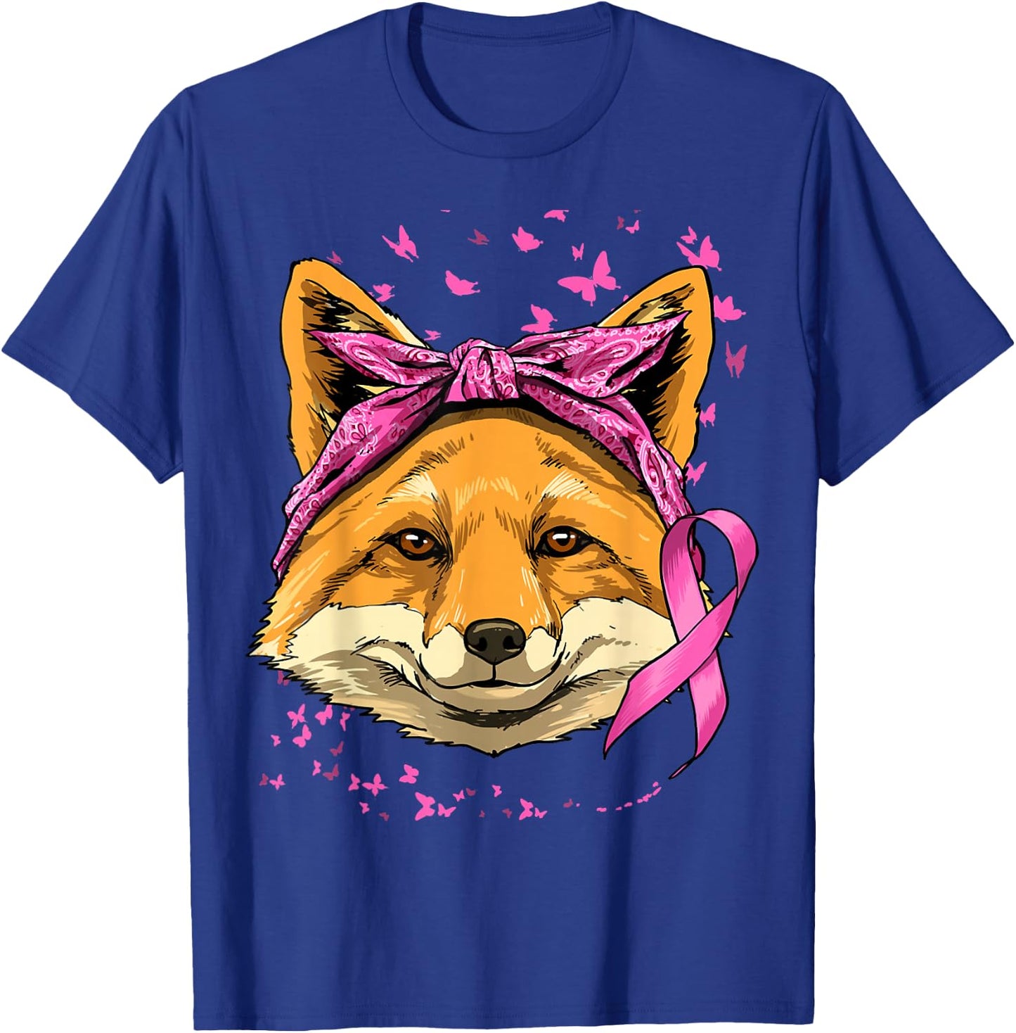 Fox Breast Cancer Awareness Pink Ribbon Cancer Survivor T-Shirt - T-Shirt | Royal