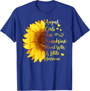 August Girls Are Sunshine Mixed With A Little Hurricane Gift T-Shirt - T-Shirt | Royal