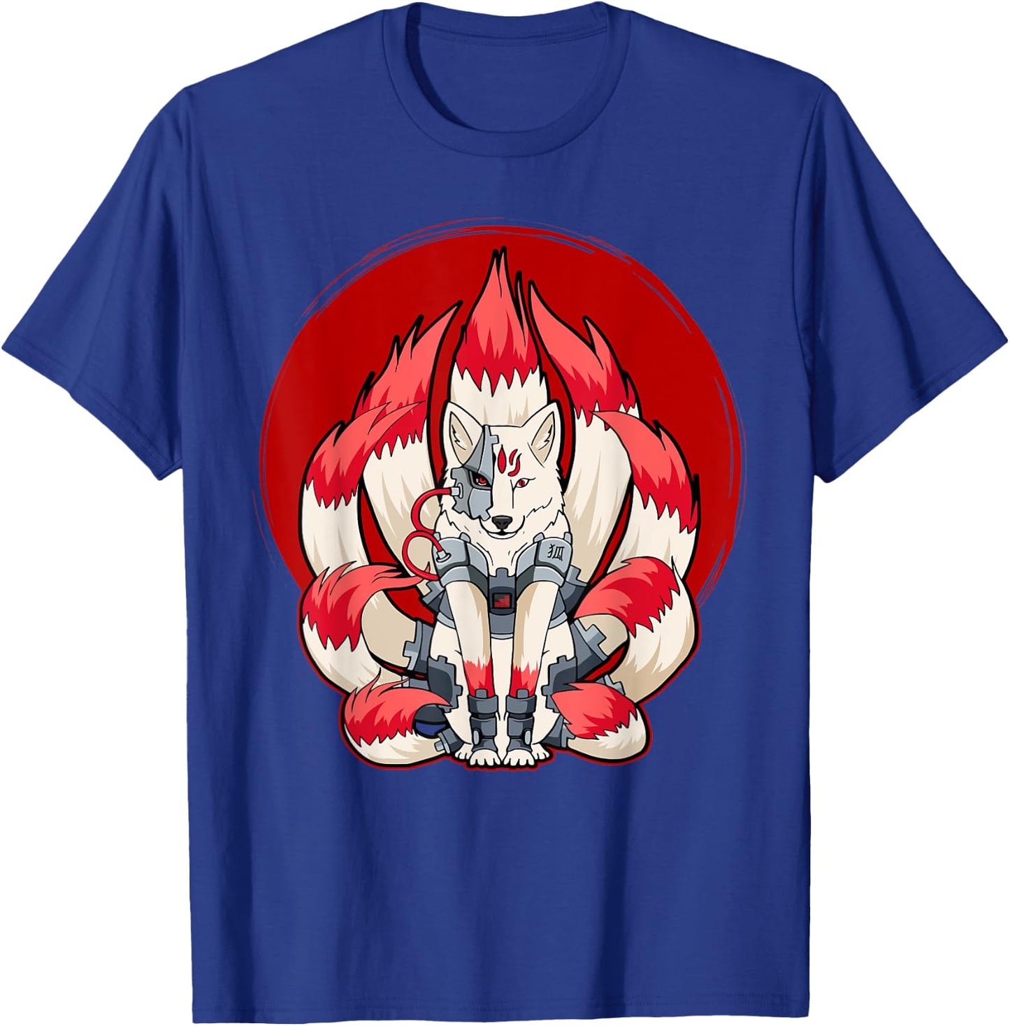 Cyborg Kitsune Nine Tailed Fox Cyber Aesthetic T-Shirt - T-Shirt | Royal