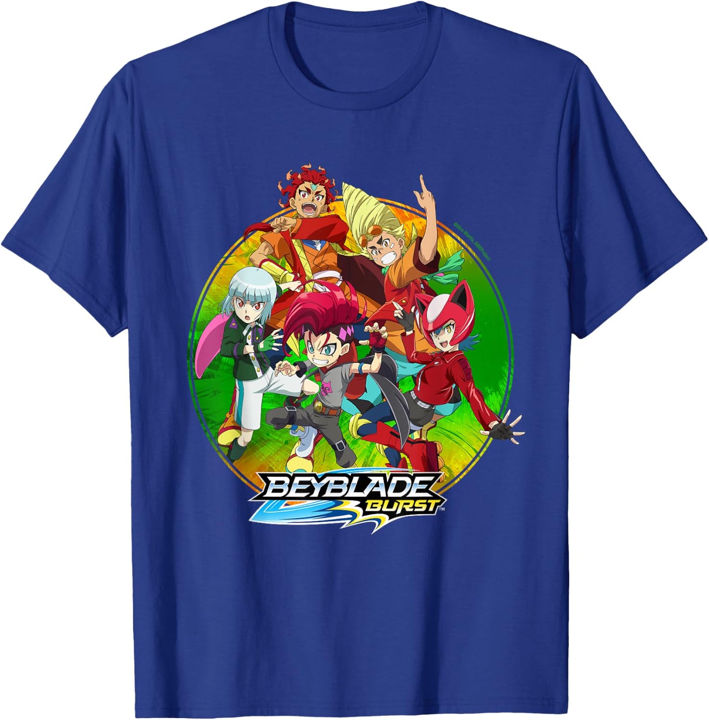 Hasbro BEYBLADE BURST QUADDRIVE -Kids Black Cotton 60% Polyester 40% Classic Fit Collarless Short Sleeve T-Shirt - T-Shirt | Royal