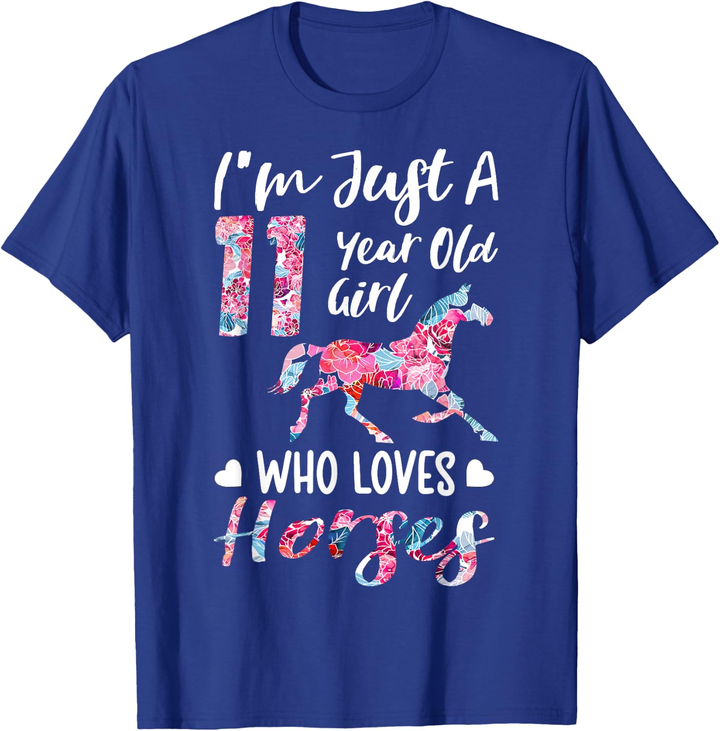 girls 11th Birthday Horse for 11 Year Old Girls T-Shirt - T-Shirt | Royal