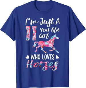girls 11th Birthday Horse for 11 Year Old Girls T-Shirt - T-Shirt | Royal