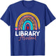 Library Assistant Leopard Rainbow Back To School Librarian T-Shirt - T-Shirt | Royal