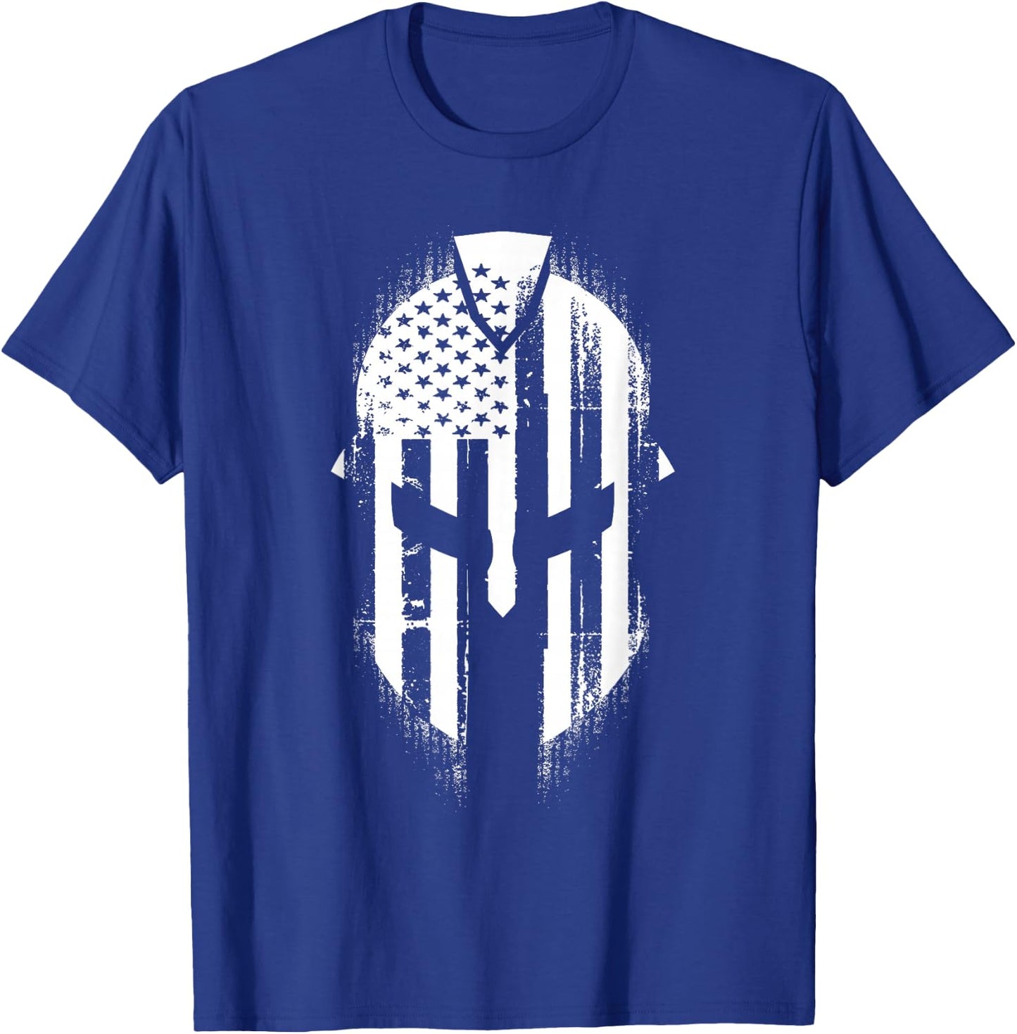 Patriotic Spartan Skull USA Flag American T-Shirt - T-Shirt | Royal