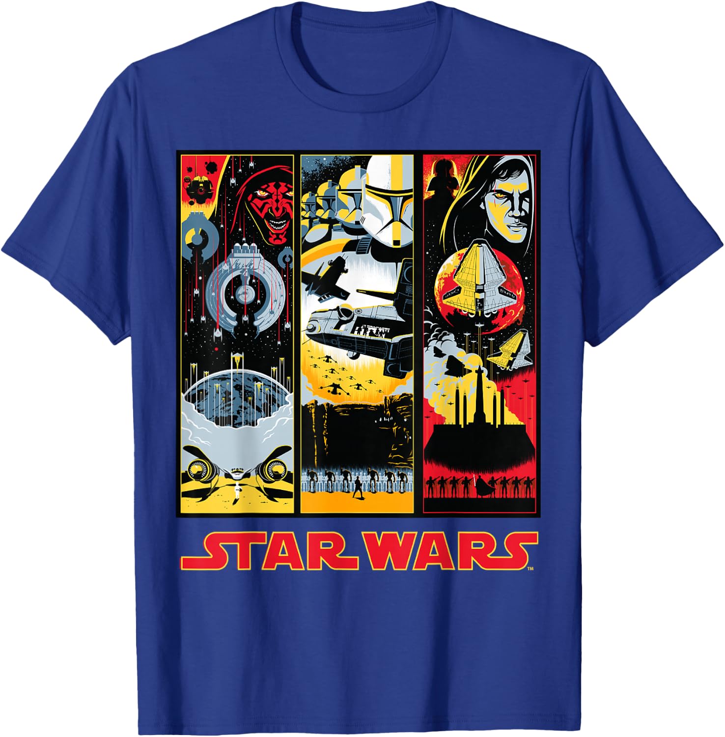 Star Wars Maul Trooper Anakin Retro Panels Graphic T-Shirt - T-Shirt | Royal