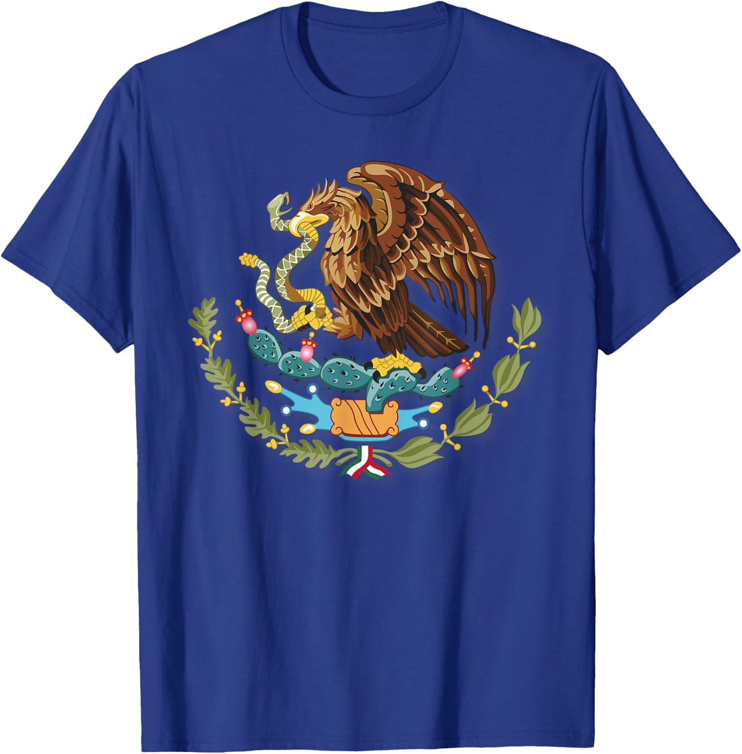Mexico Independence Eagle Snake Design Cartoon Mexican T-Shirt - T-Shirt | Royal