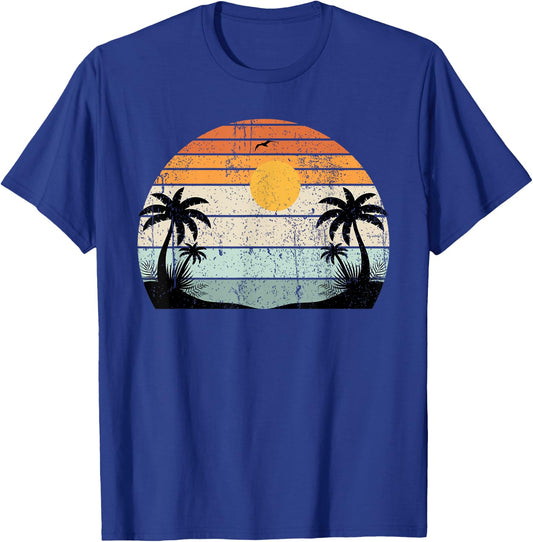 Sunshine Summer Vibes Palm Trees Beach Retro Tropical Summer T-Shirt - T-Shirt | Royal