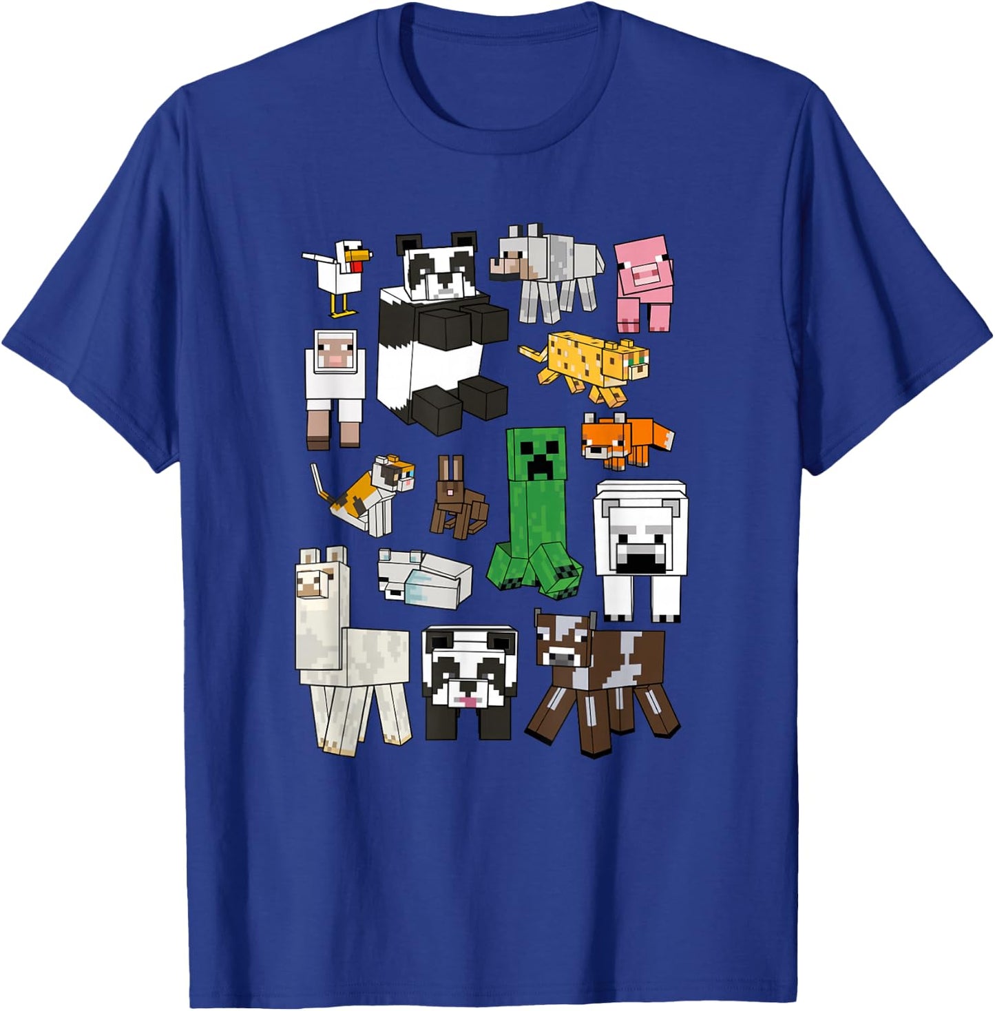 Minecraft Creeper & Animals Collage V2 T-Shirt - T-Shirt | Royal