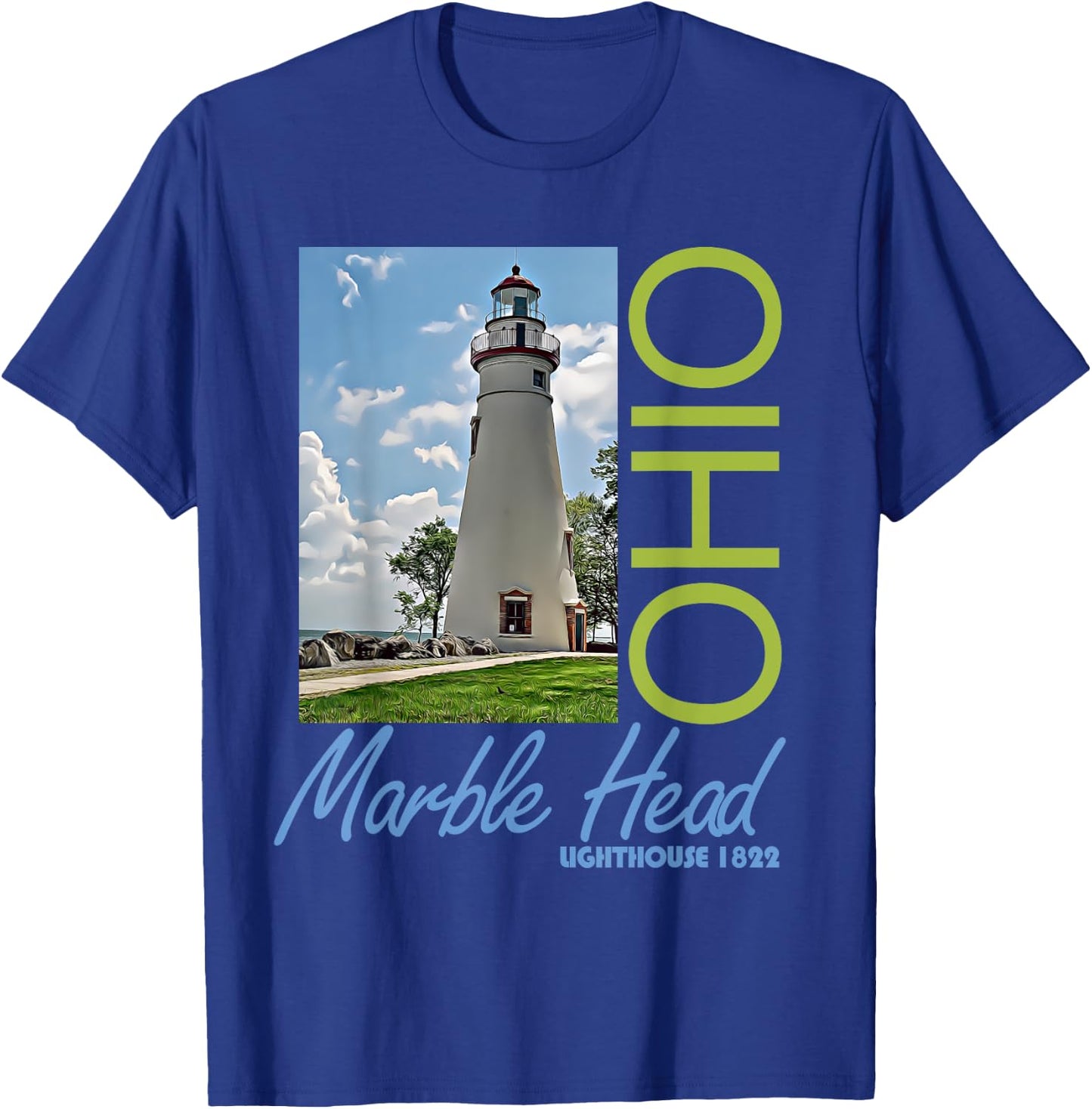 Marble Head Lighthouse Ohio 1822 Design T-Shirt - T-Shirt | Royal