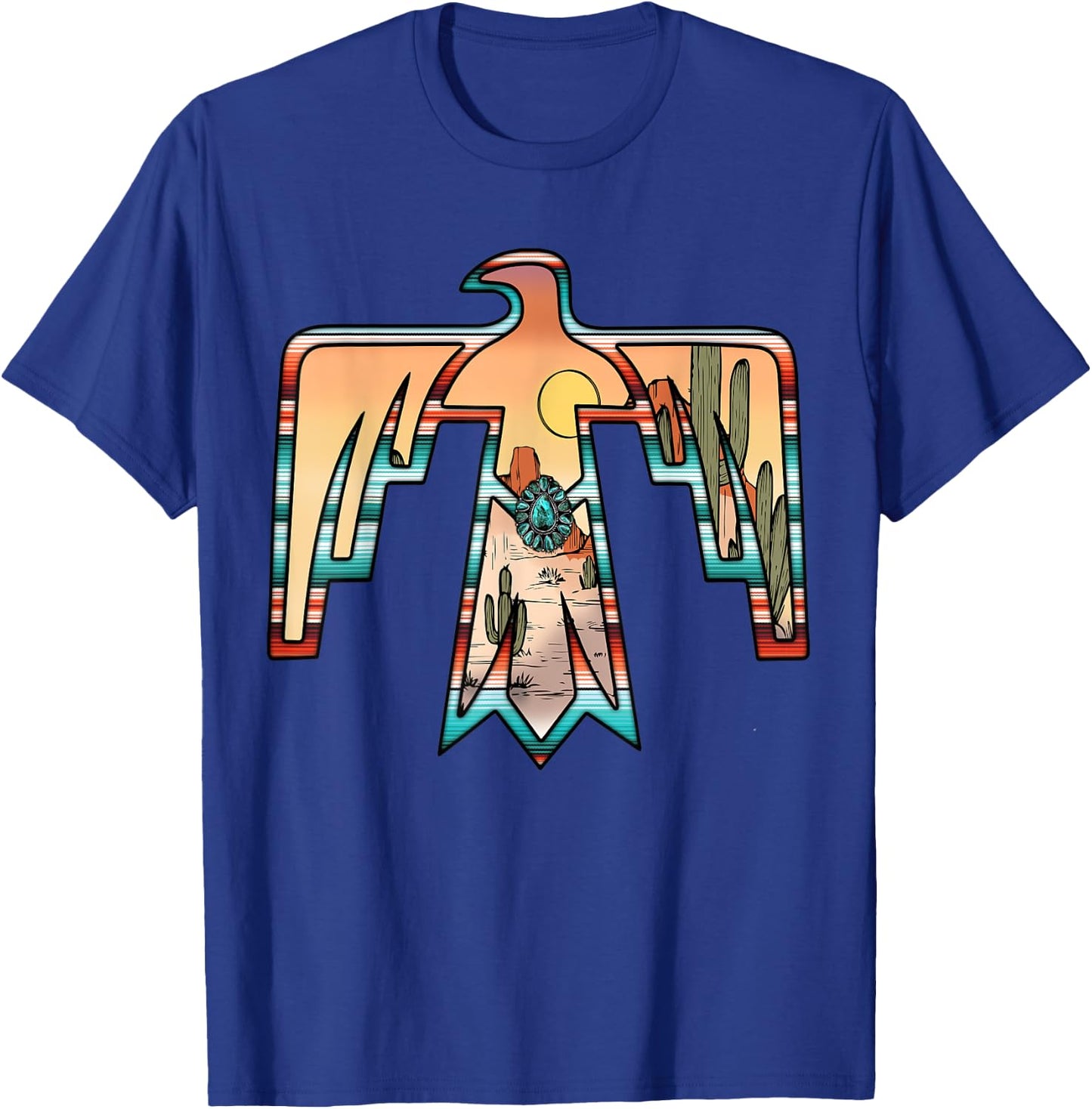 Cute western thunderbird country Aztec cactus women rodeo T-Shirt - T-Shirt | Royal