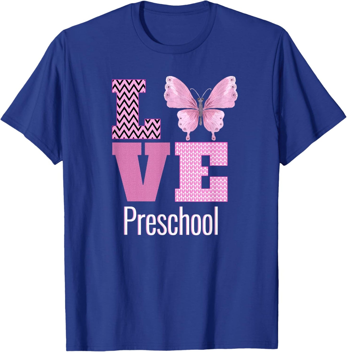 Love Preschool Purple Butterfly Preschool Teacher Women Kids T-Shirt - T-Shirt | Royal