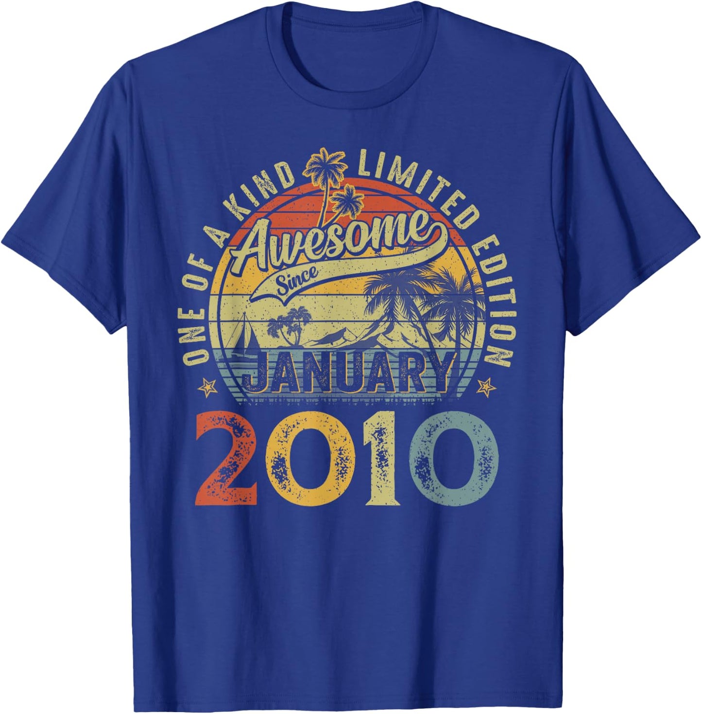 Awesome Since January 2010 Vintage Retro 16th Birthday Boys T-Shirt - T-Shirt | Royal