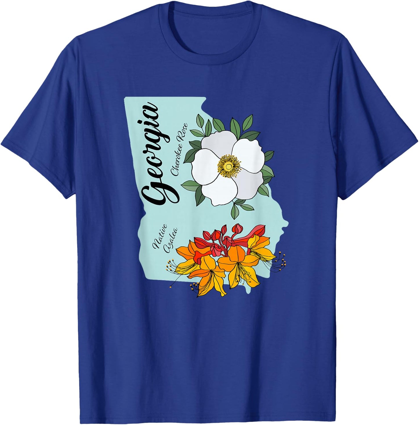 State of Georgia Flower and Wildflower T-Shirt - T-Shirt | Royal