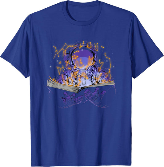 The Book of Stars Astronaut Reading Constellation Magic T-Shirt - T-Shirt | Royal