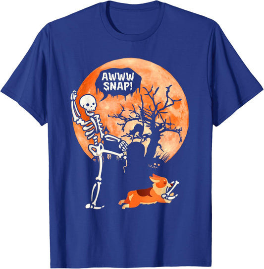 Awww Snap Halloween Costume Corgi Bring Skeleton Broken Leg T-Shirt - T-Shirt | Royal