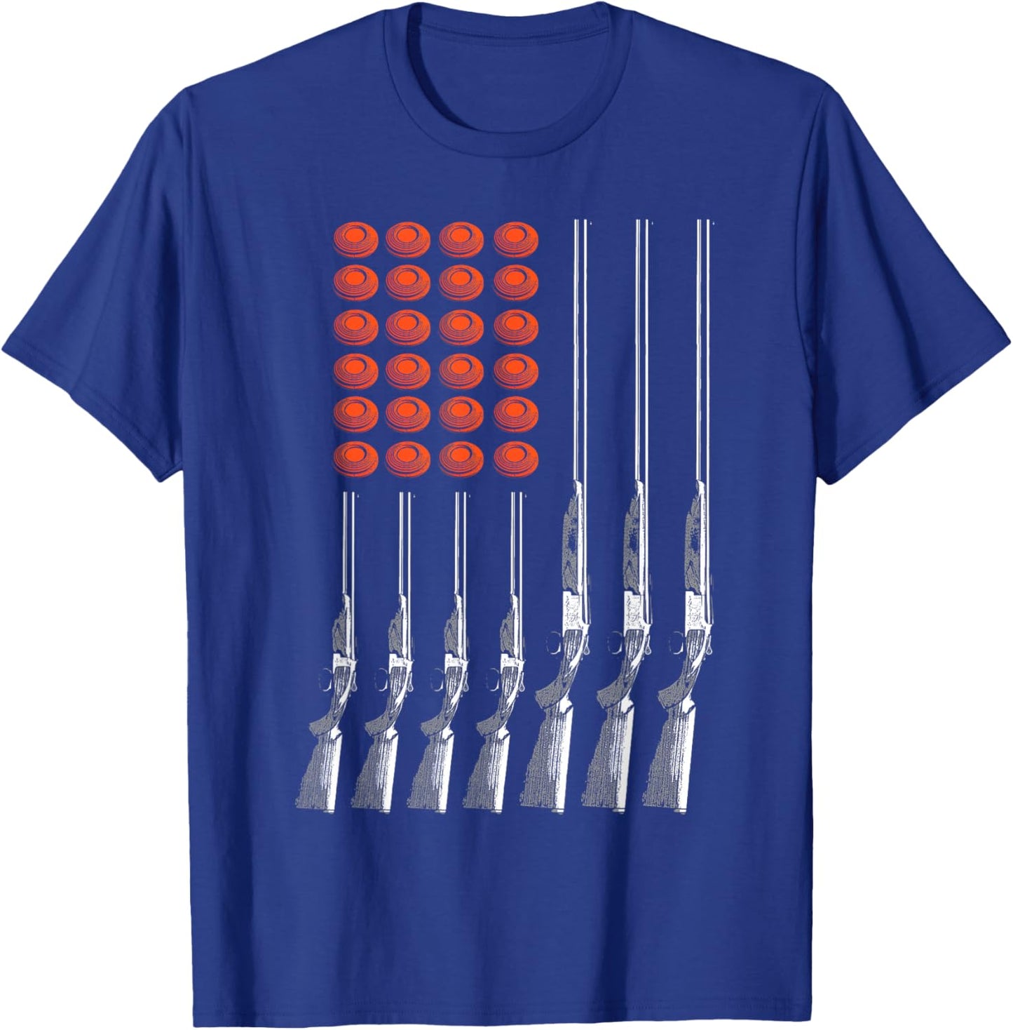 American Flag Trap Shooting Funny Skeet Sport Gift Men Women T-Shirt - T-Shirt | Royal