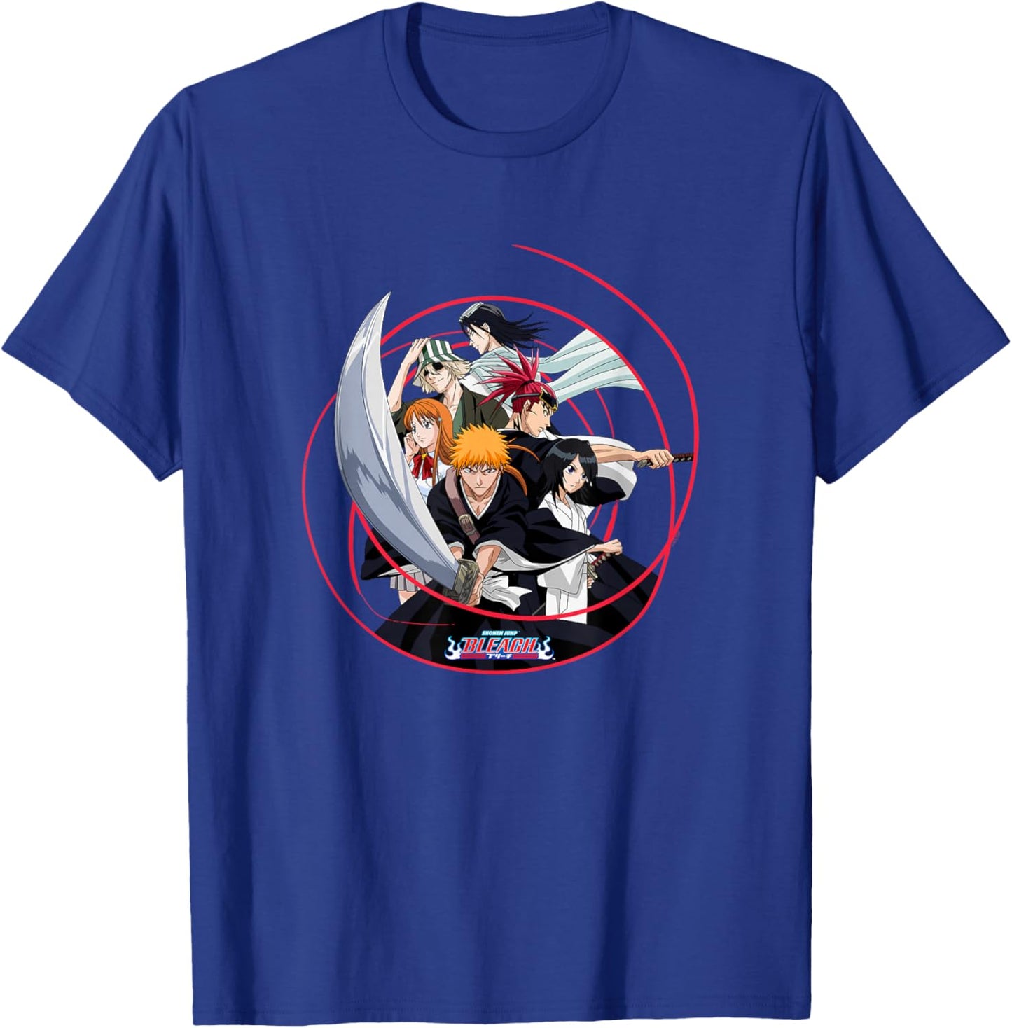 Bleach Ichigo and Cast with Sword and Swirl Anime T-Shirt - T-Shirt | Royal
