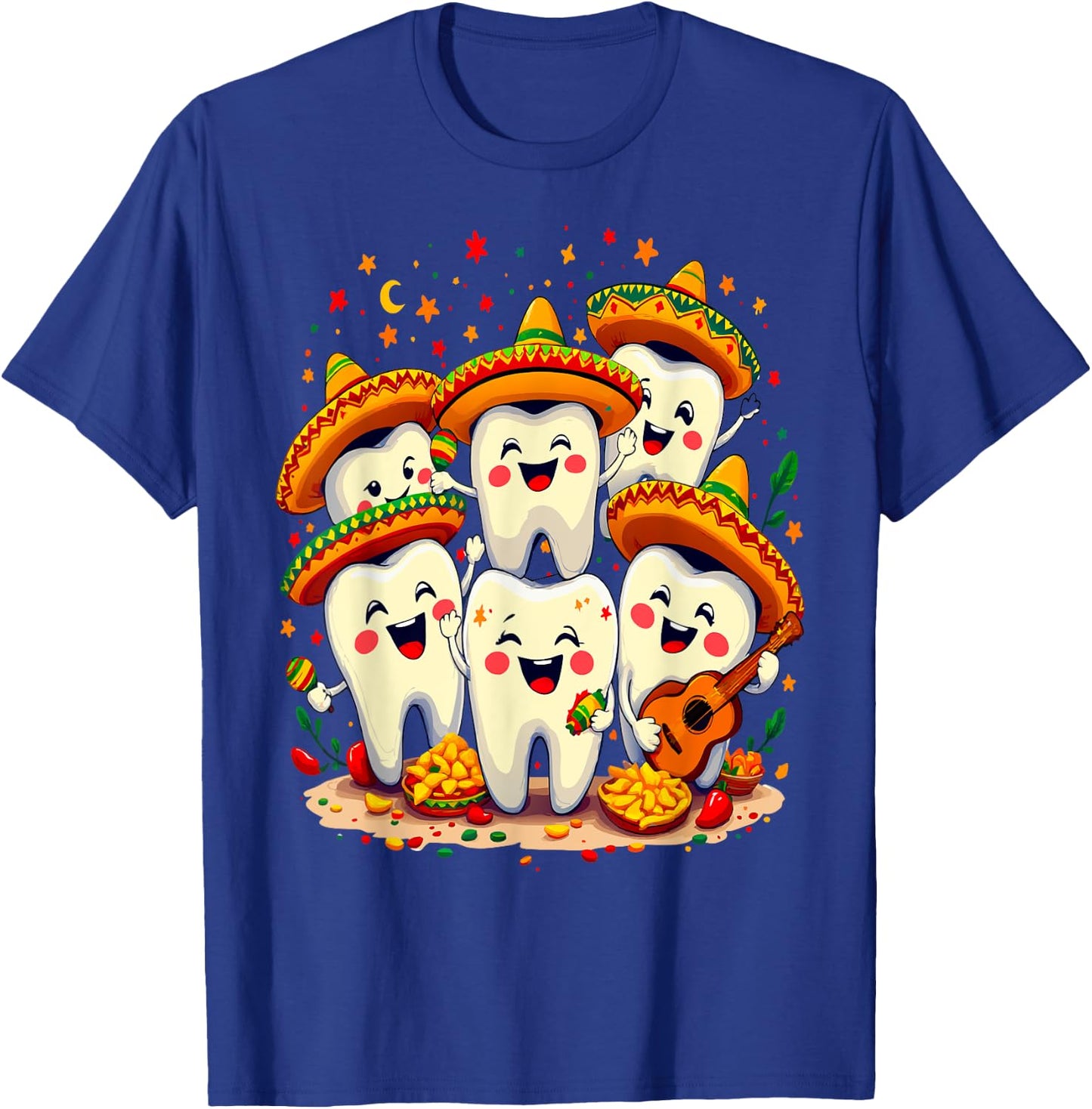 Funny Cinco de Mayo Dentist Dental Tooth Fiesta Sombrero T-Shirt - T-Shirt | Royal