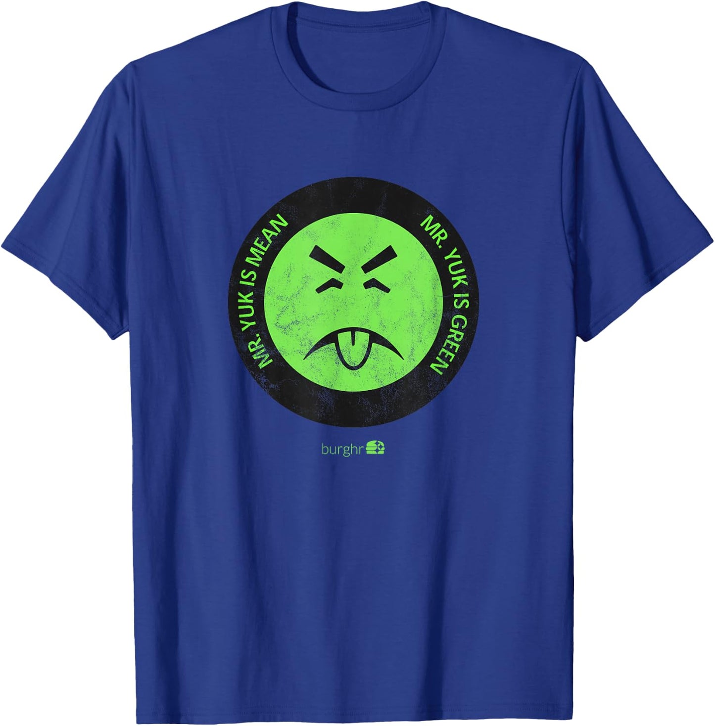 Burghr Men's Mr. Yuk Retro Pittsburgh Themed Green Cartoon T-Shirt - T-Shirt | Royal