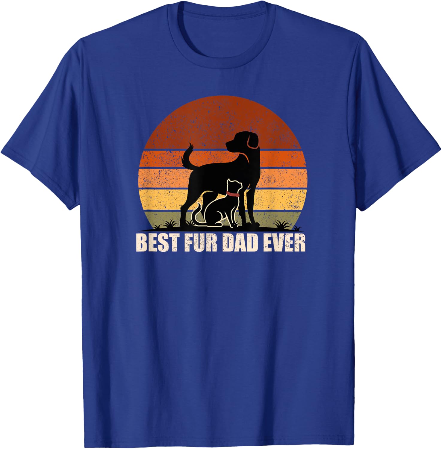 Funny Vintage Retro Best Fur Dad Ever for Dog And Cat Owner Men Women Kids T-Shirt - T-Shirt | Royal