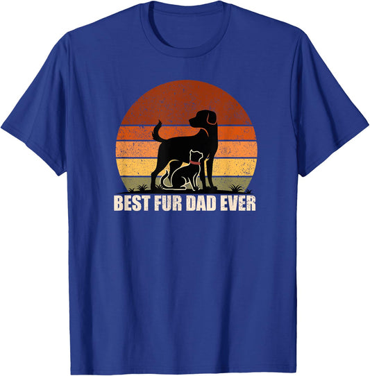 Funny Vintage Retro Best Fur Dad Ever for Dog And Cat Owner Men Women Kids T-Shirt - T-Shirt | Royal