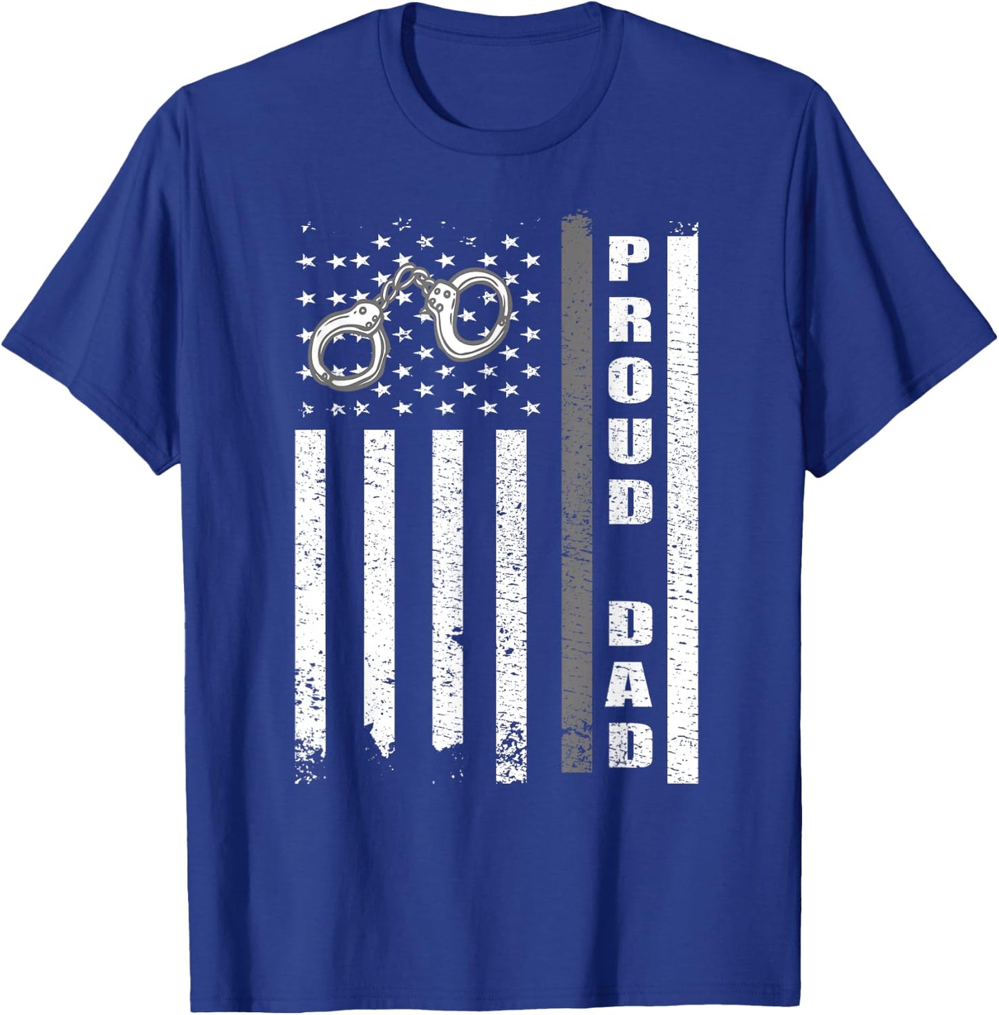 Proud Corrections Dad | US Flag Correctional Officer Dad T-Shirt - T-Shirt | Royal