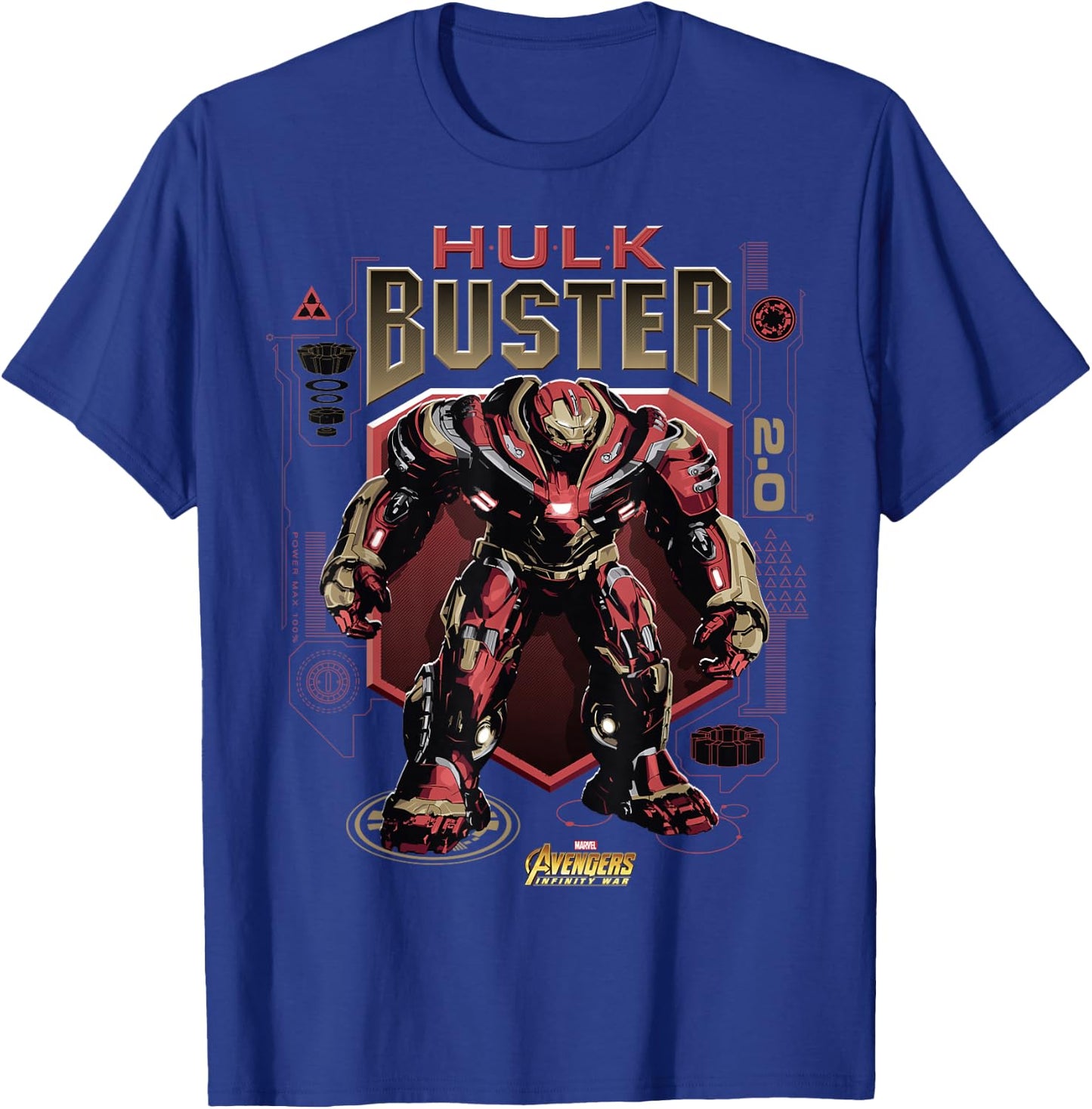 Marvel Infinity War Hulk Buster Schematic Graphic T-Shirt - T-Shirt | Royal