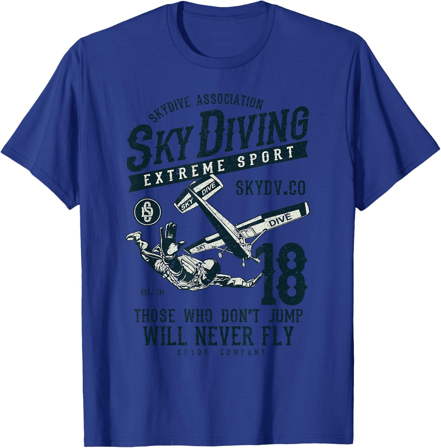 Skydiving T Shirt Parachuting Skydive Skydiver T-Shirt - T-Shirt | Royal