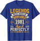 Legends Were Born In November 1981 40th Birthday T-Shirt - T-Shirt | Royal