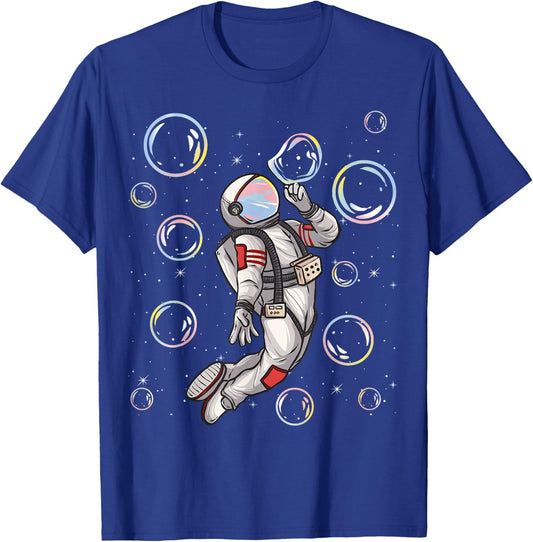 Spaceman Trip Shirt Astronaut Space Planets Balloons Bubbles T-Shirt - T-Shirt | Royal