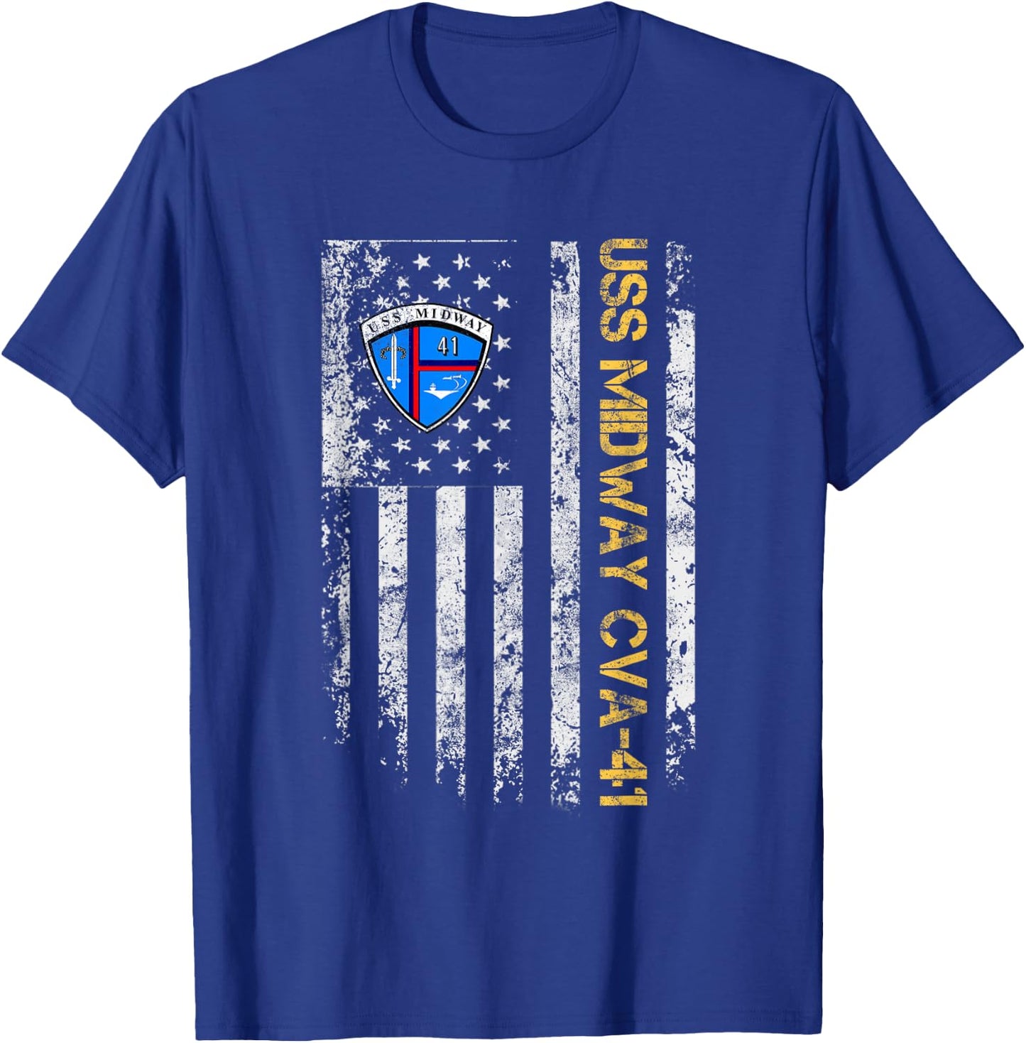 USS Midway CVA-41 Aircraft Carrier Veteran Flag Veterans Day T-Shirt - T-Shirt | Royal