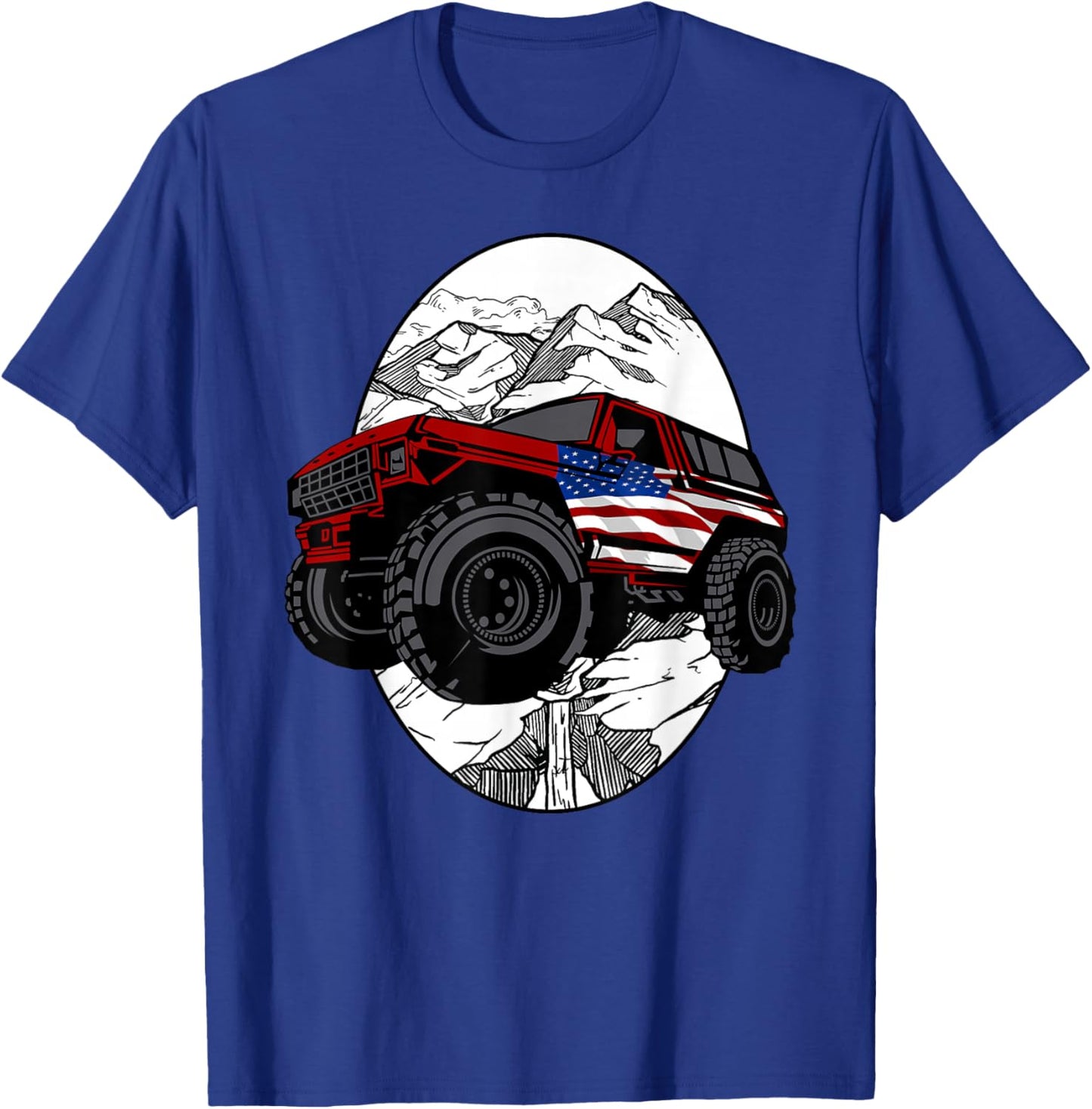 Overlanding Off Roading American Flag T-Shirt - T-Shirt | Royal