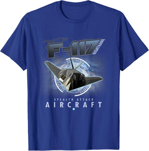 F-117 Stealth Attack Aircraft Veteran Pilot Gift T-Shirt - T-Shirt | Royal