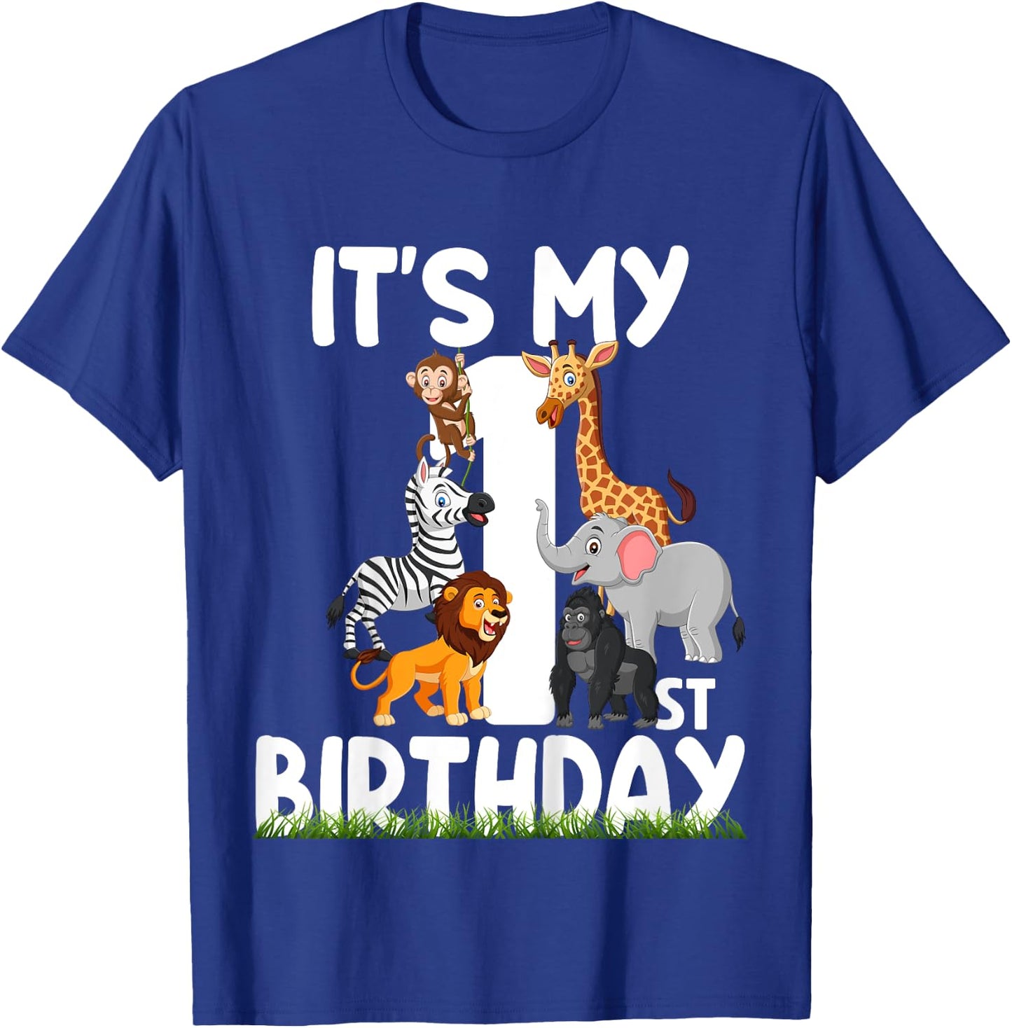 It's My 1st Birthday Zoo Jungle Safari 1 Years Old Animals T-Shirt - T-Shirt | Royal