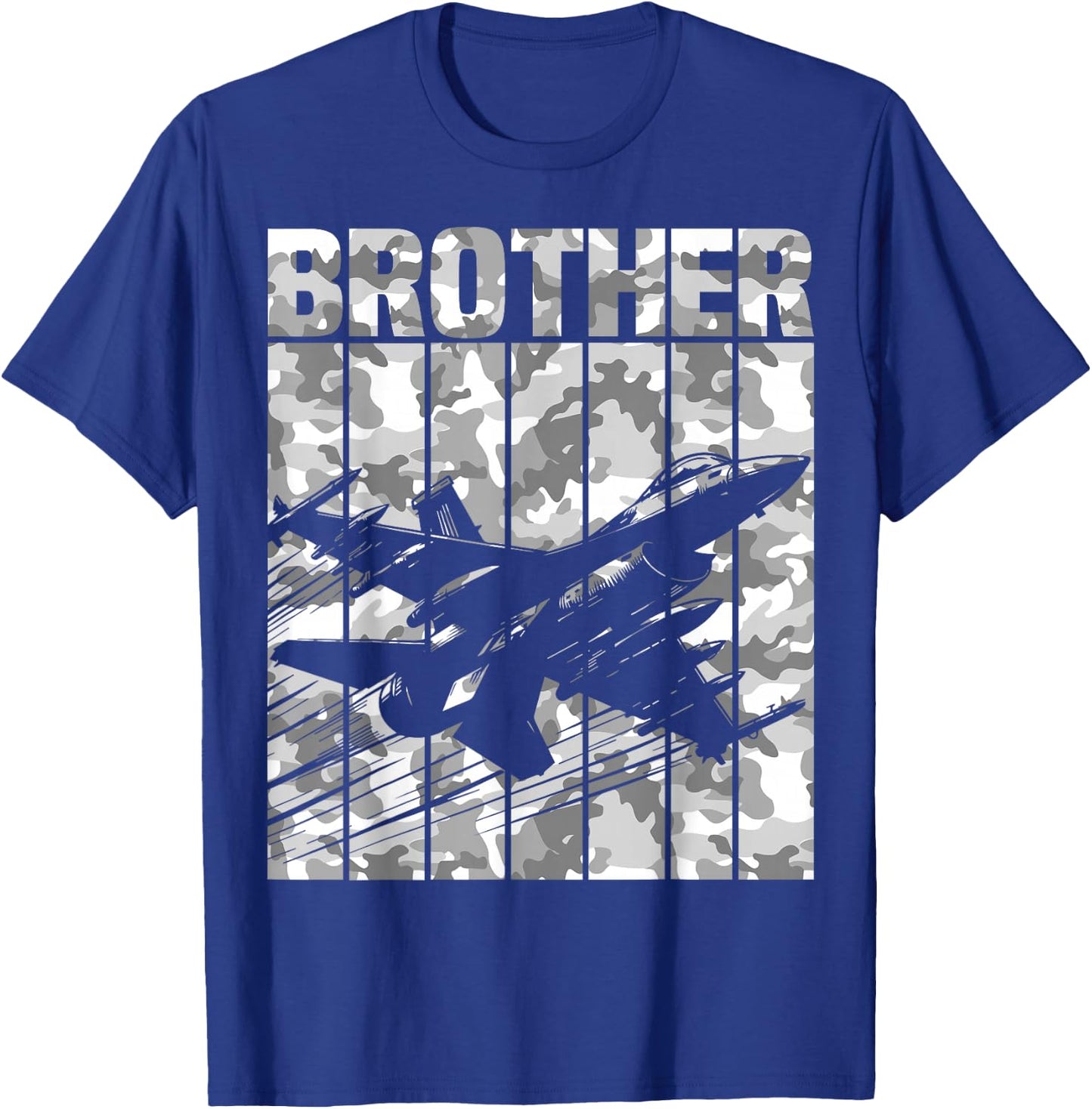 Brother Matching Family Camo Military Fighter Jet Birthday T-Shirt - T-Shirt | Royal