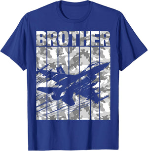 Brother Matching Family Camo Military Fighter Jet Birthday T-Shirt - T-Shirt | Royal