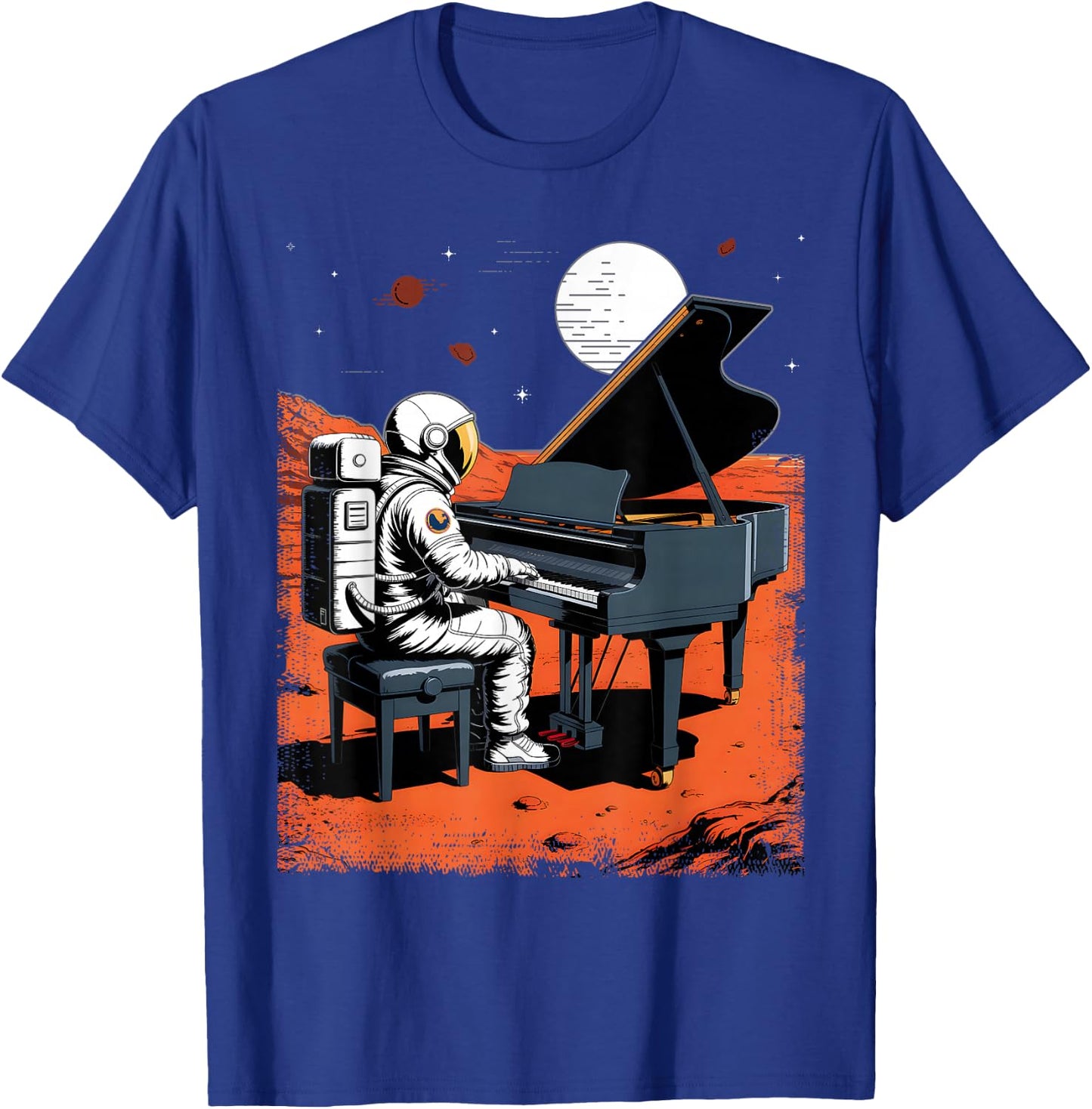 Astronaut in Space with Piano in Galaxies Musician T-Shirt - T-Shirt | Royal