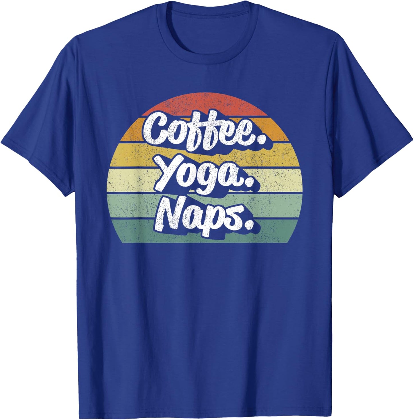 Vintage Retro Coffee Yoga Naps Workout Yogi Yogini Teacher Women Kids T-Shirt - T-Shirt | Royal