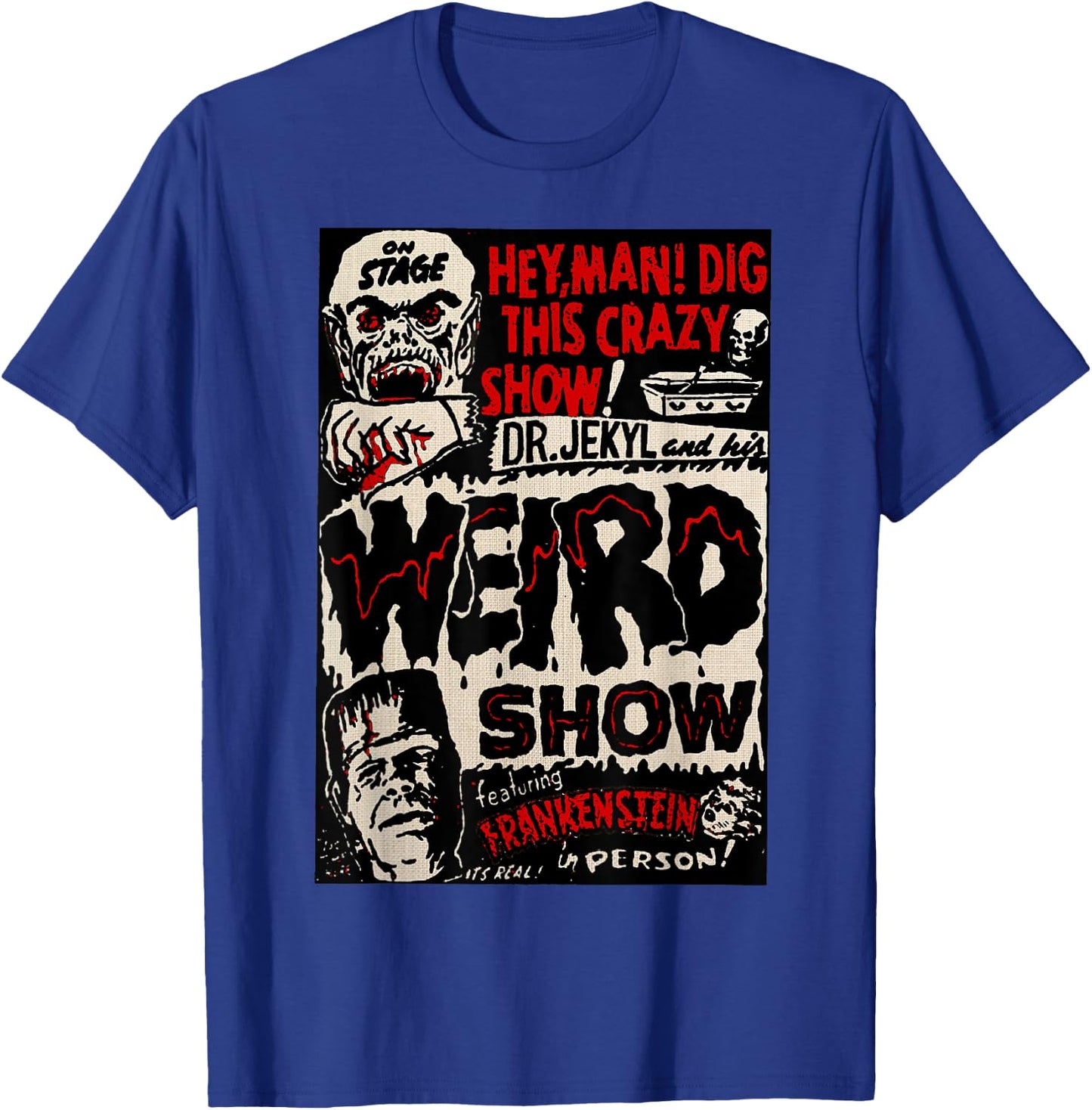 Horror Movie Monster Vintage Halloween Frankenstein T-Shirt - T-Shirt | Royal