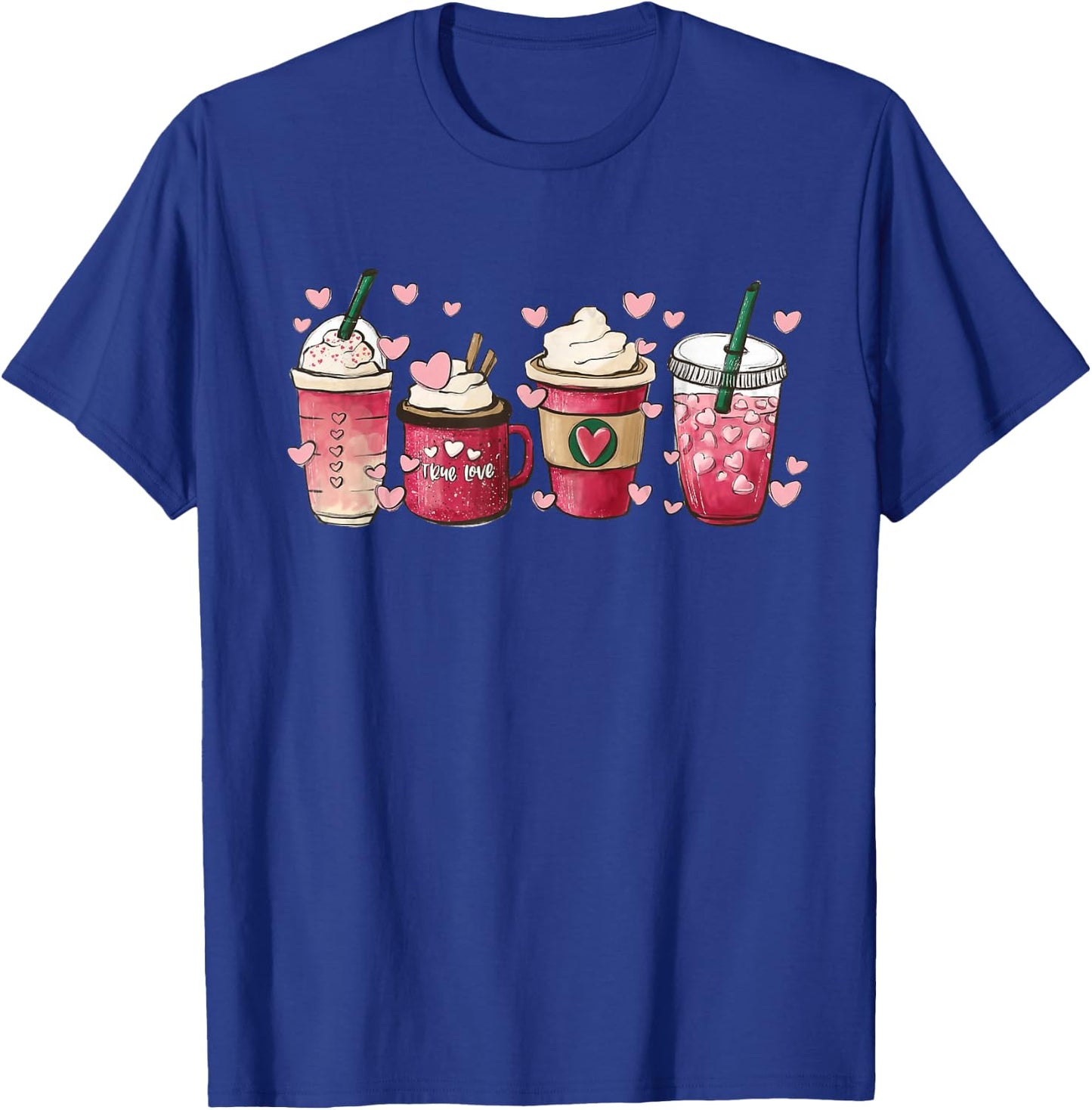 Valentine Coffee Heart Iced Coffee Lover Valentine Day T-Shirt - T-Shirt | Royal