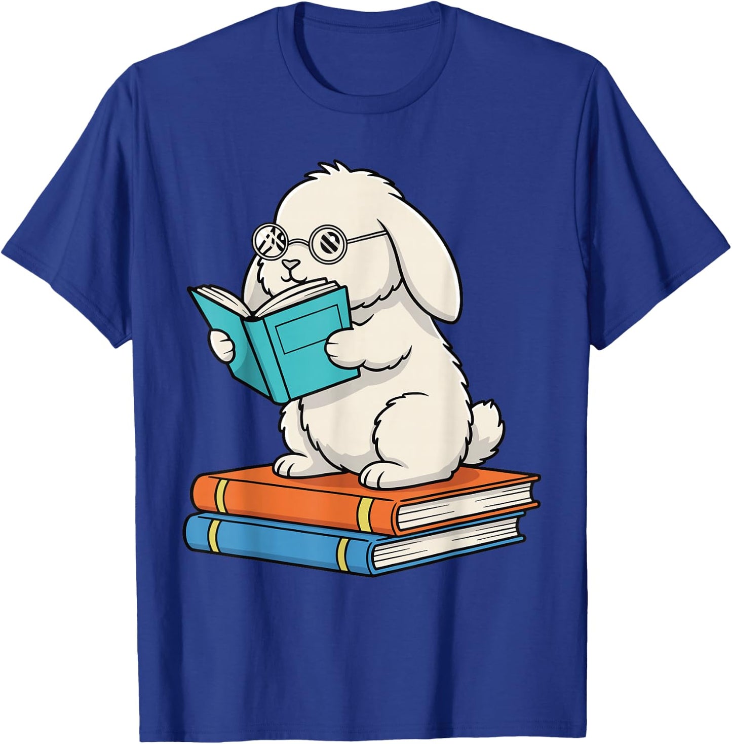 Reading Bunny Bookworm Rabbit with Glasses Books Reader T-Shirt - T-Shirt | Royal